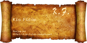 Kis Fülöp névjegykártya